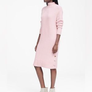 Banana republic pink button side turtle neck sweater dress